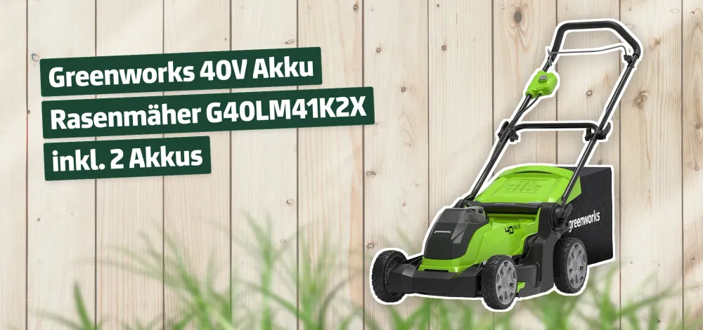 Greenworks 40V Akku Rasenmäher G40LM41K2X inkl. 2 Akkus