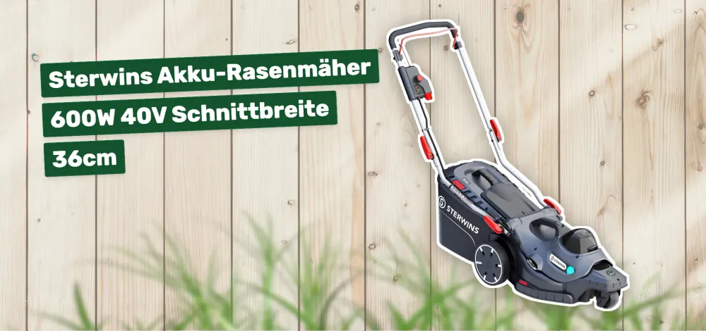 Sterwins Akku-Rasenmäher 600W 40V Schnittbreite 36cm